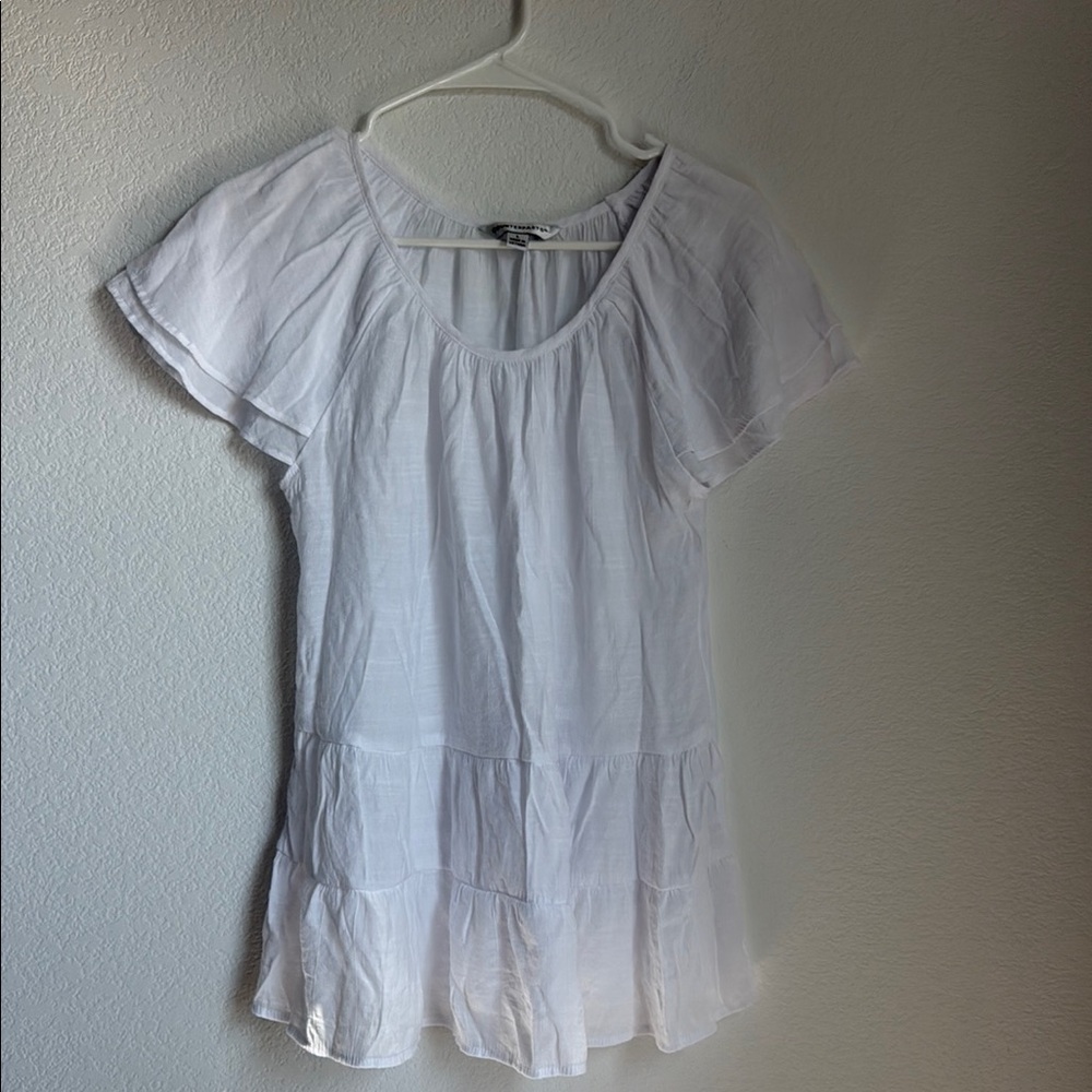 Counterparts Cream Ruffled Cap Sleeve Blouse - Picture 1 of 8
